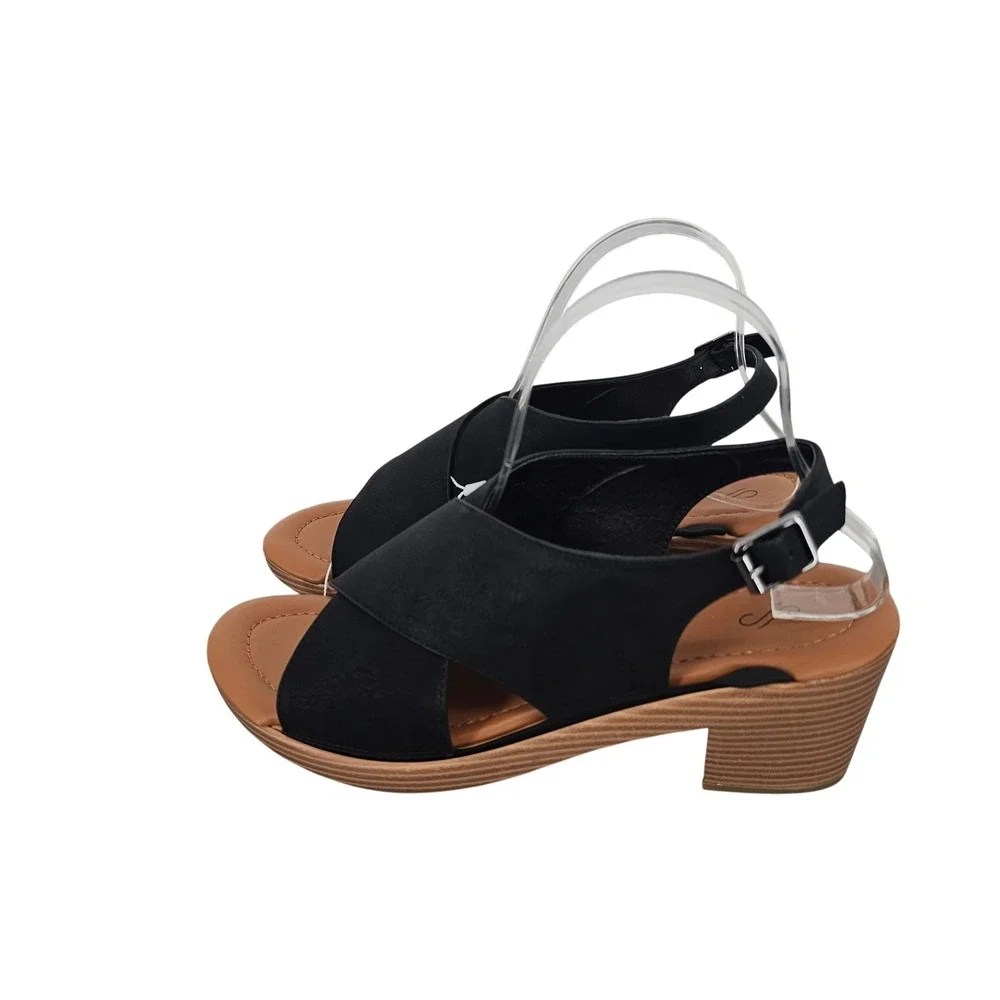 SolelyJane Black Interchangeable Wedge Sandals Womens Size 9 Slingback Modular